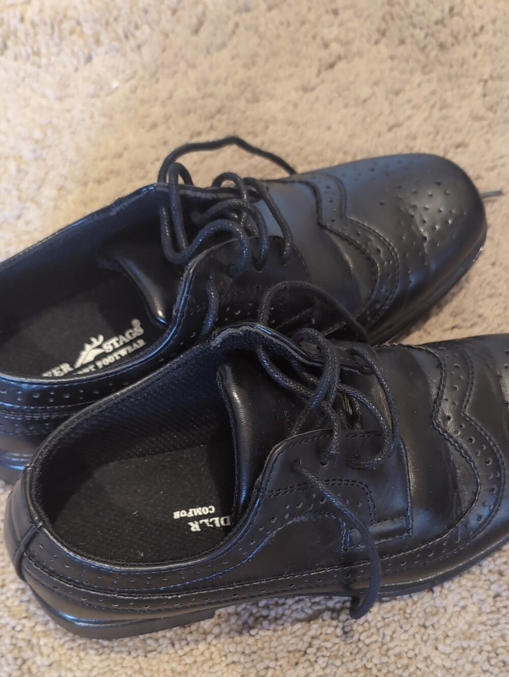 Deer Stags Boys' Black Wingtip Lace-Up Dress Shoes